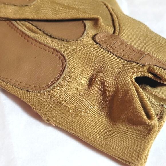 Vintage 70s-80s Isotoner Woman's Gloves One Size Tan Stretch Leather Accents - Picture 3 of 6